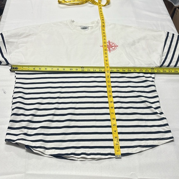 Spirit Jersey Striped White Navy Long Sleeve Lake Time Cotton jersey Crew Neck M - Picture 7 of 9